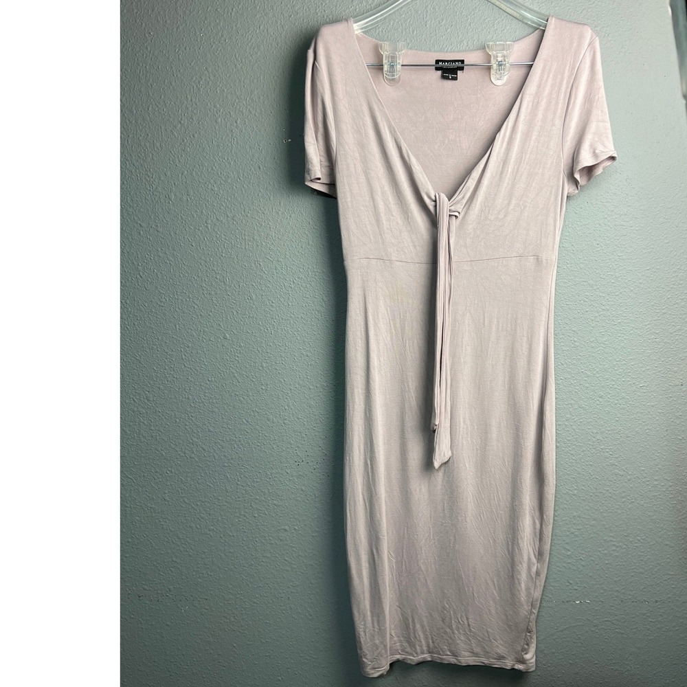 Marciano Los Angeles Mauve V-Neck Front Tie Bodycon Dress Small Cottagecore